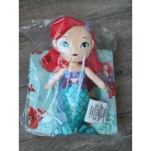 New Disney Princess Ariel The Little Mermaid Plush Character & Throw Blanket Set
